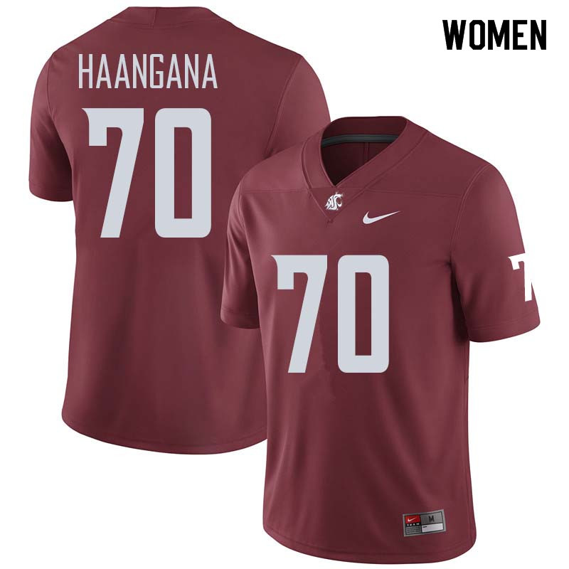 Women #70 Christian Haangana Washington State Cougars College Football Jerseys Sale-Crimson - Click Image to Close